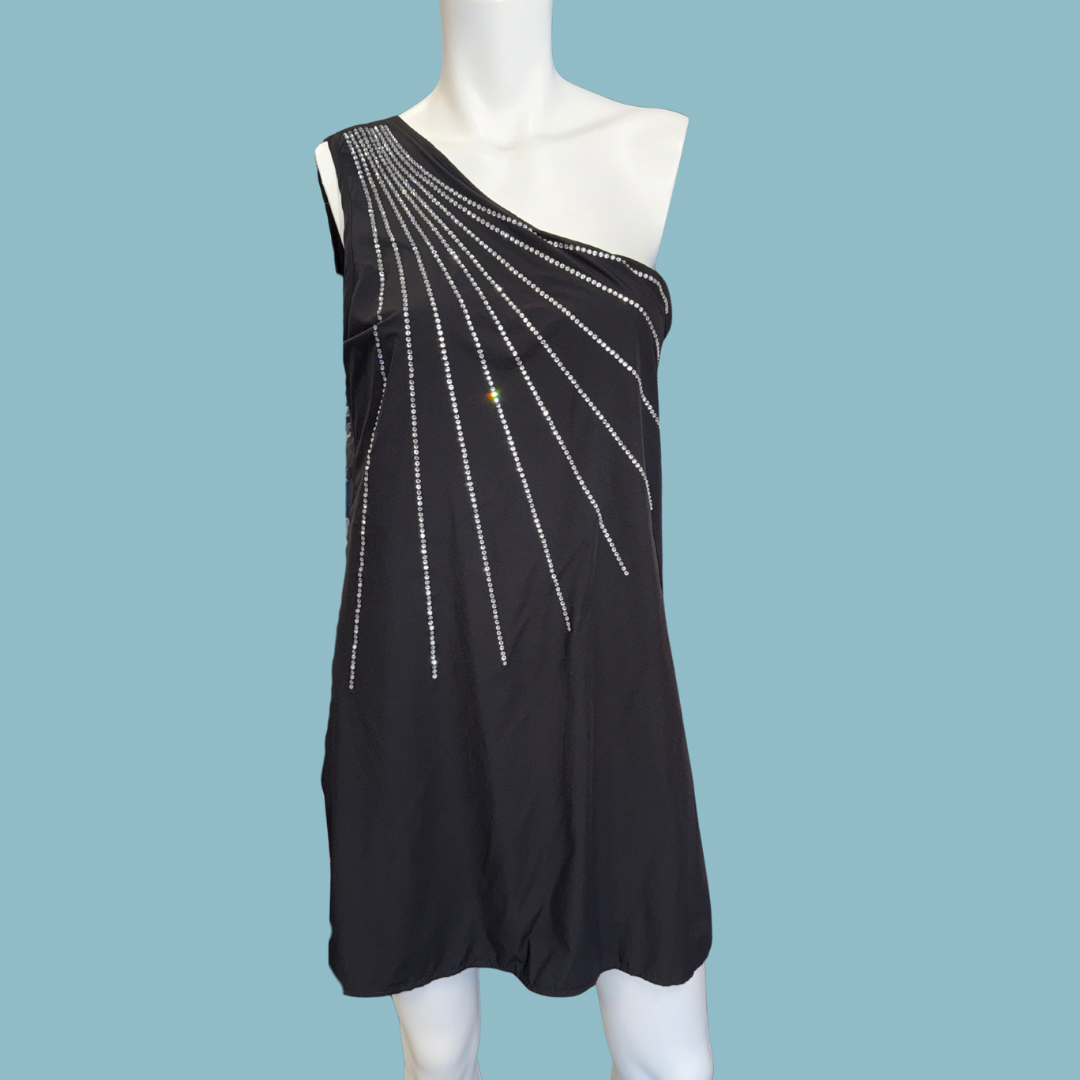 Queen of Sparkles - Black Rhinestone Skorts Romper