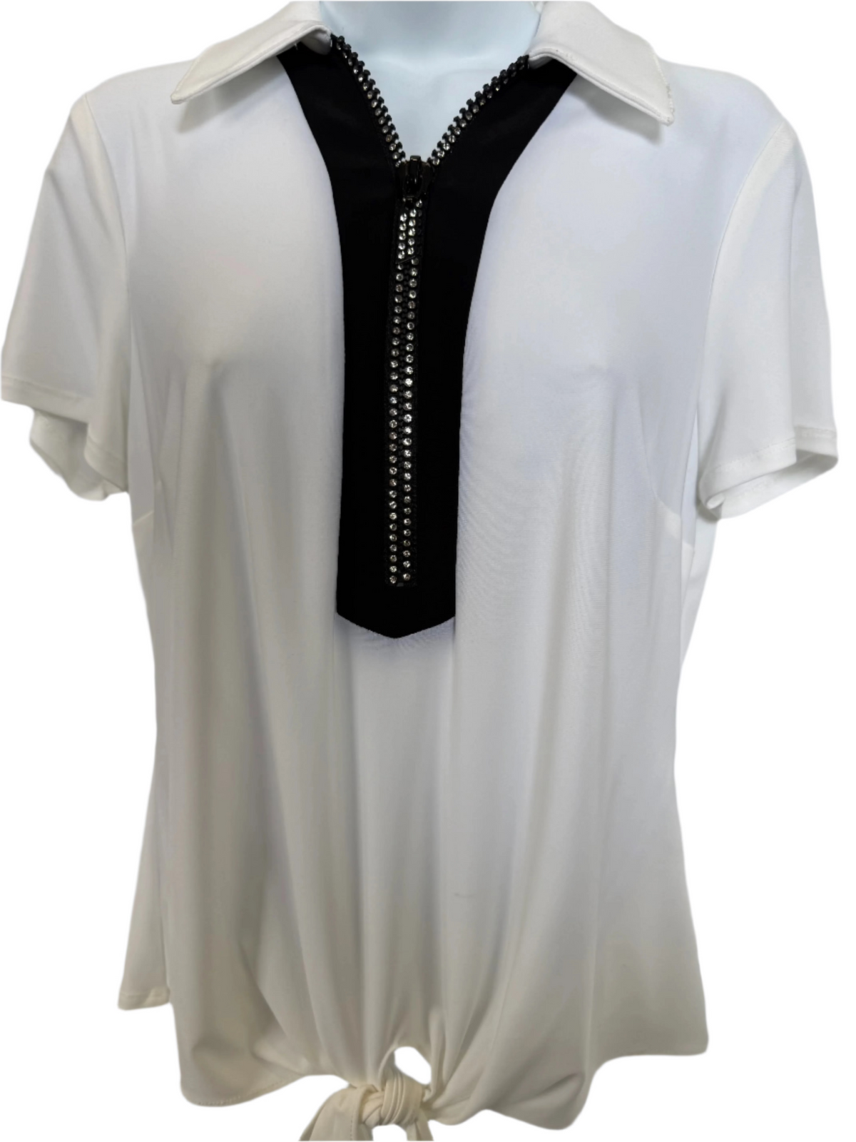 Frank Lyman - White Top with Black Zipper