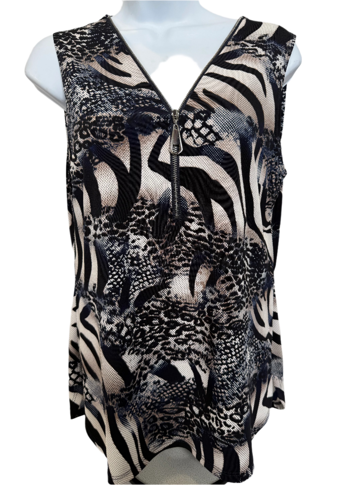 Frank Lyman - Blue and Black Animal Print Top