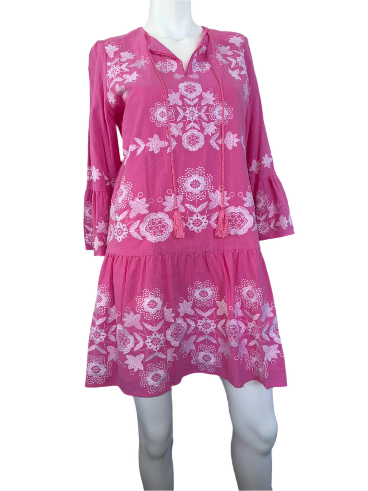 Tyler Boë - Pink Embroidered Skimmer Dress