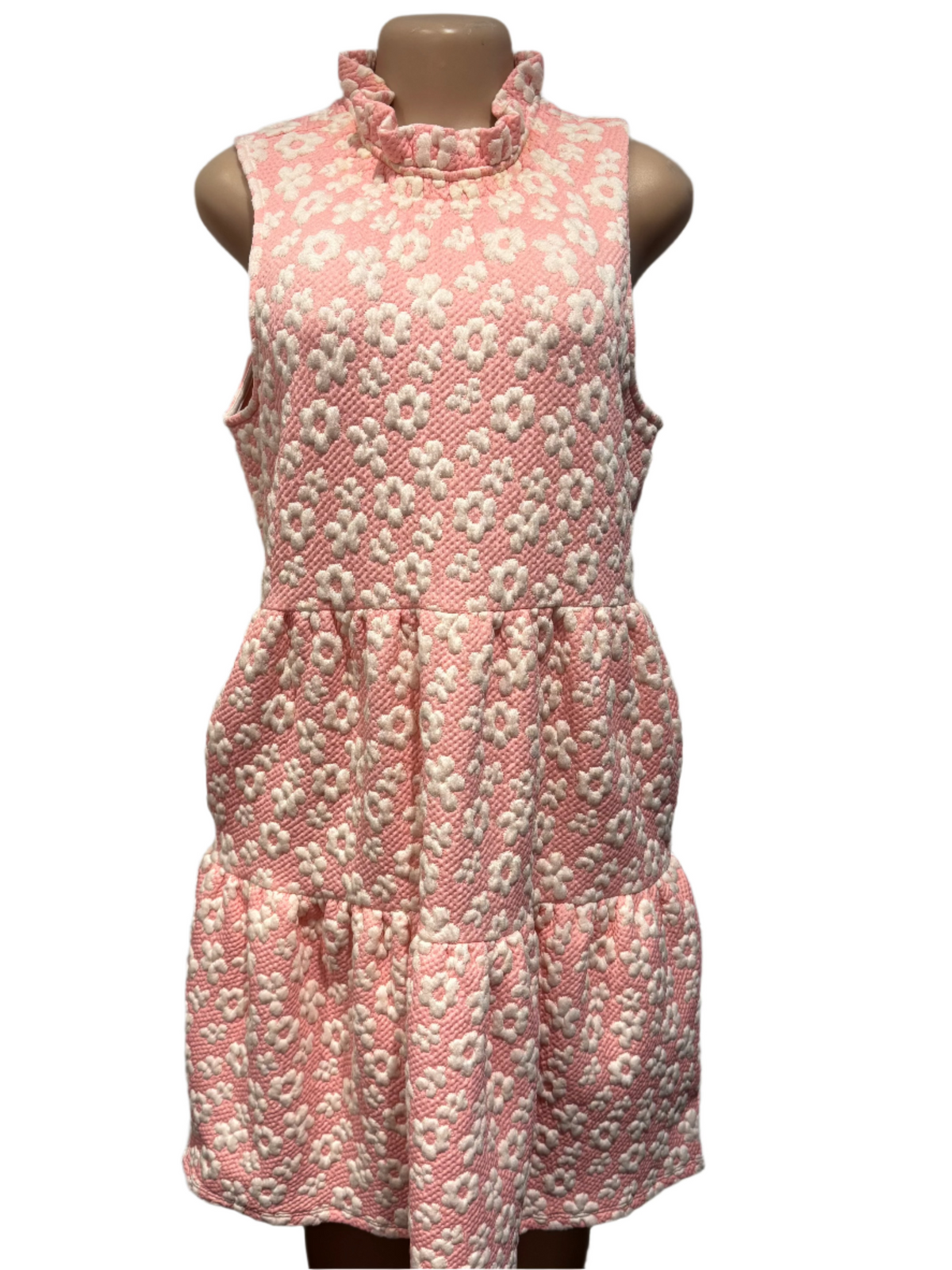Tyler Böe - Pink Textured Tiered Dress with Daisies