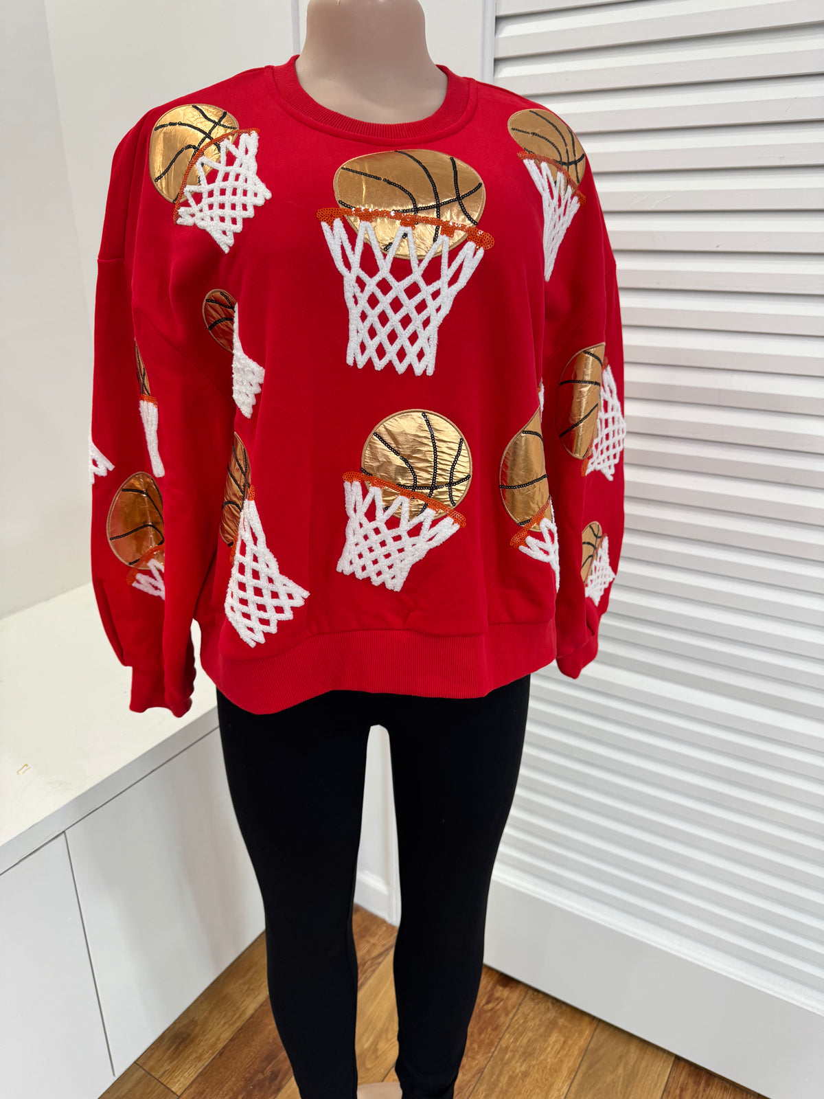 Queen of Sparkles-Red Basketball Sweatshirt
