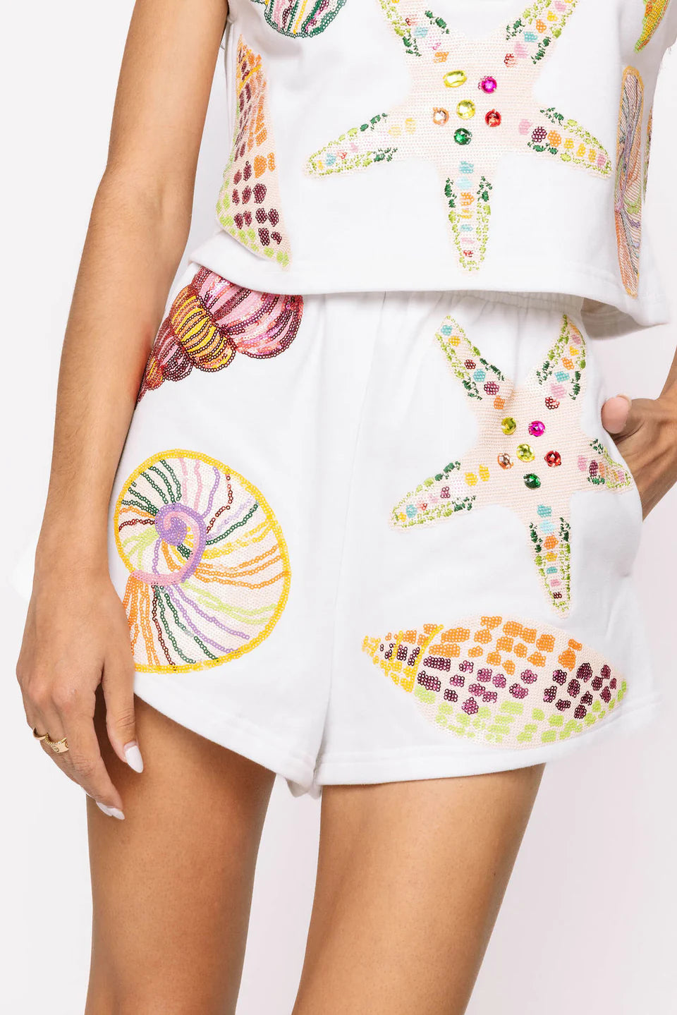 Queen of Sparkles - Shell Shorts White