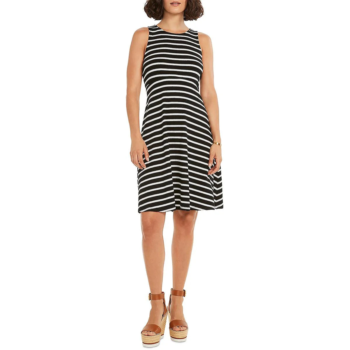 Nic and Zoe - Black White Striped Mini Dress